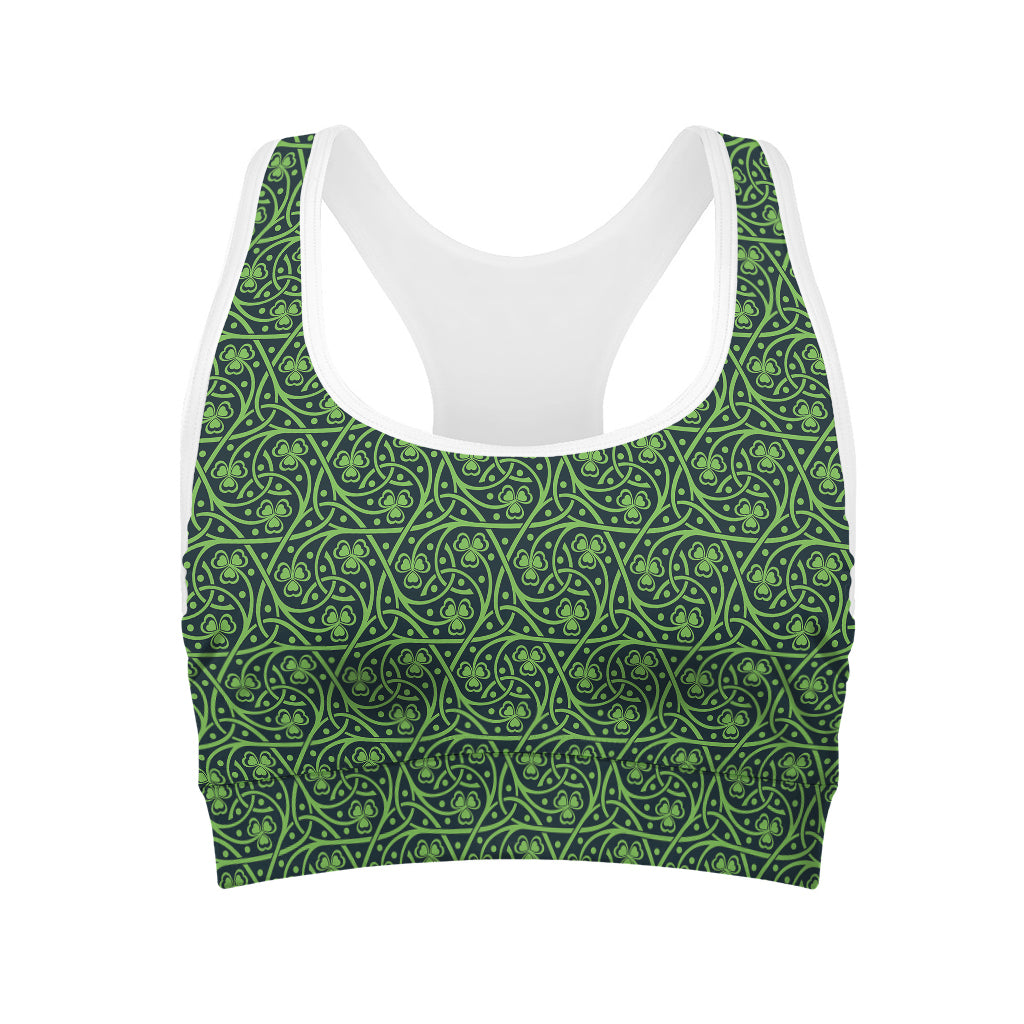 Irish Shamrock Pattern Print Women's Sports Bra