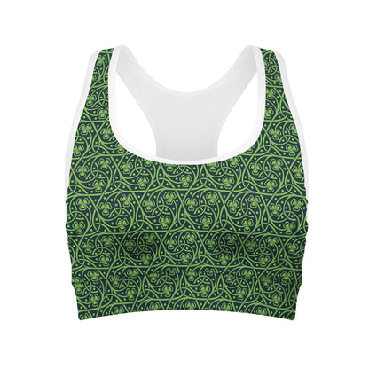 Irish Shamrock Pattern Print Women's Sports Bra