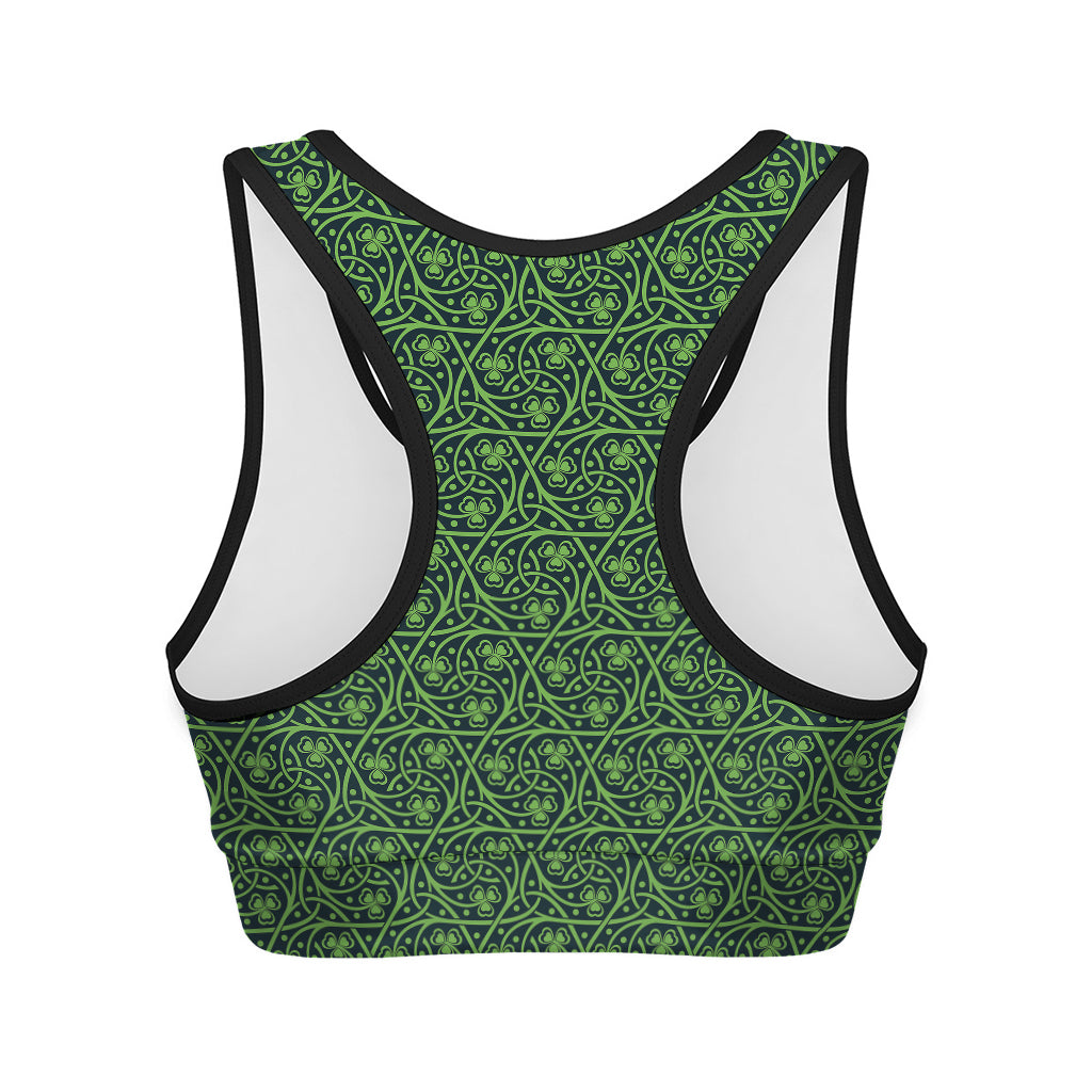 Irish Shamrock Pattern Print Women's Sports Bra