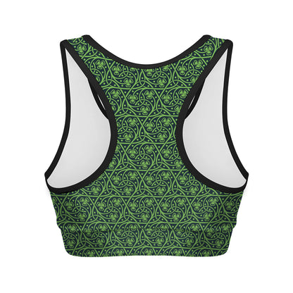 Irish Shamrock Pattern Print Women's Sports Bra