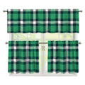 Irish St. Patrick's Day Plaid Print 3 Piece Kitchen Curtains
