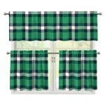Irish St. Patrick's Day Plaid Print 3 Piece Kitchen Curtains