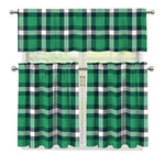 Irish St. Patrick's Day Plaid Print 3 Piece Kitchen Curtains