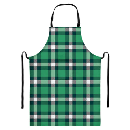 Irish St. Patrick's Day Plaid Print Bib Apron With Pocket
