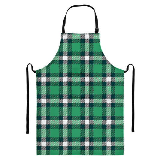 Irish St. Patrick's Day Plaid Print Bib Apron With Pocket