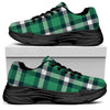 Irish St. Patrick's Day Plaid Print Black Chunky Shoes