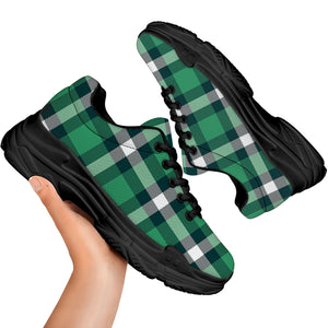 Irish St. Patrick's Day Plaid Print Black Chunky Shoes