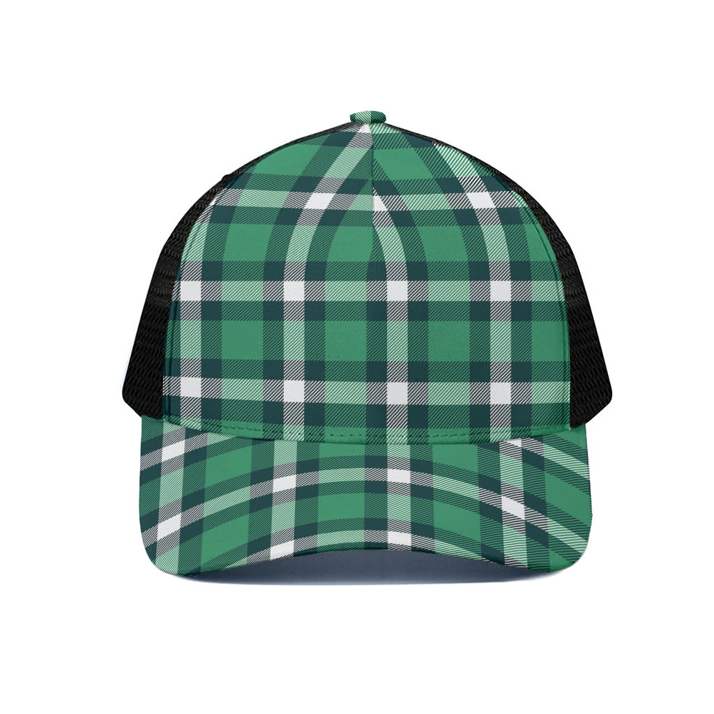 Irish St. Patrick's Day Plaid Print Black Mesh Trucker Cap
