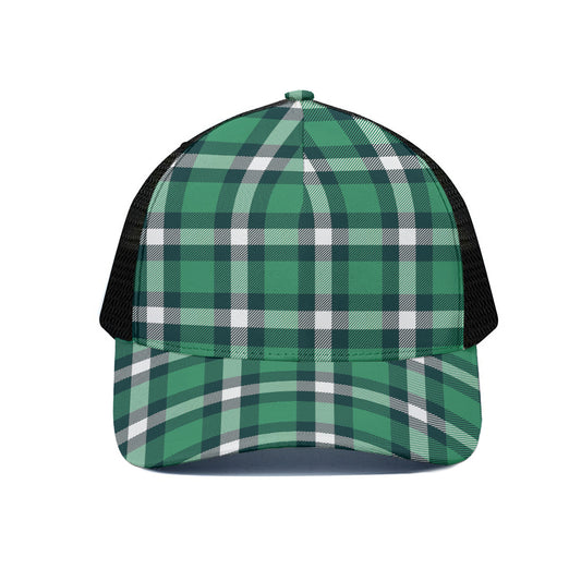 Irish St. Patrick's Day Plaid Print Black Mesh Trucker Cap