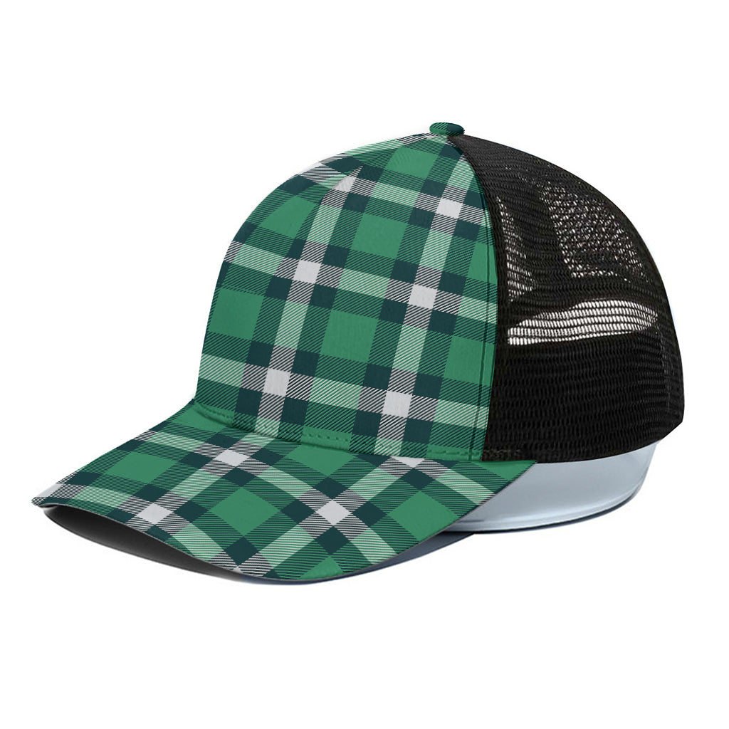 Irish St. Patrick's Day Plaid Print Black Mesh Trucker Cap