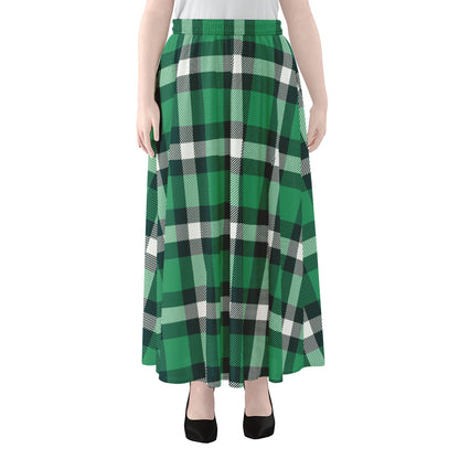 Irish St. Patrick's Day Plaid Print Chiffon Maxi Skirt
