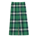 Irish St. Patrick's Day Plaid Print Cotton Front Slit Maxi Skirt