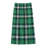 Irish St. Patrick's Day Plaid Print Cotton Front Slit Maxi Skirt