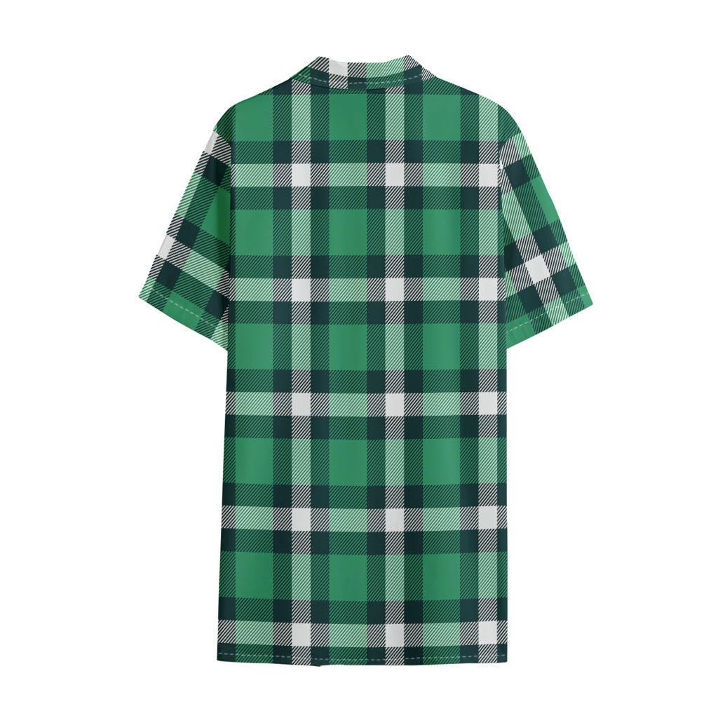 Irish St. Patrick's Day Plaid Print Cotton Hawaiian Shirt