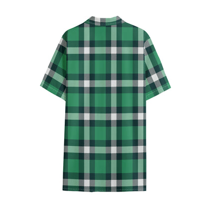 Irish St. Patrick's Day Plaid Print Cotton Hawaiian Shirt