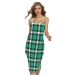 Irish St. Patrick's Day Plaid Print Cross Back Cami Dress