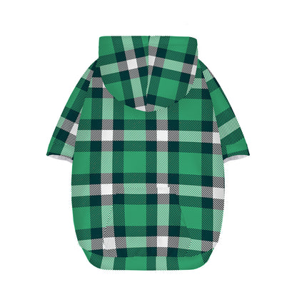 Irish St. Patrick's Day Plaid Print Dog Zip Up Hoodie