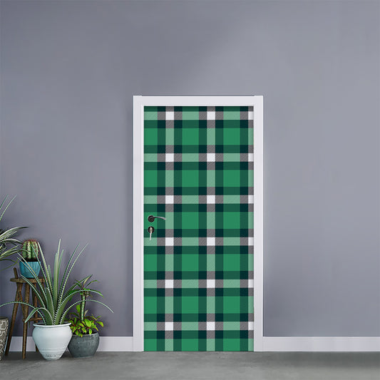 Irish St. Patrick's Day Plaid Print Door Sticker