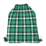 Irish St. Patrick's Day Plaid Print Drawstring Bag