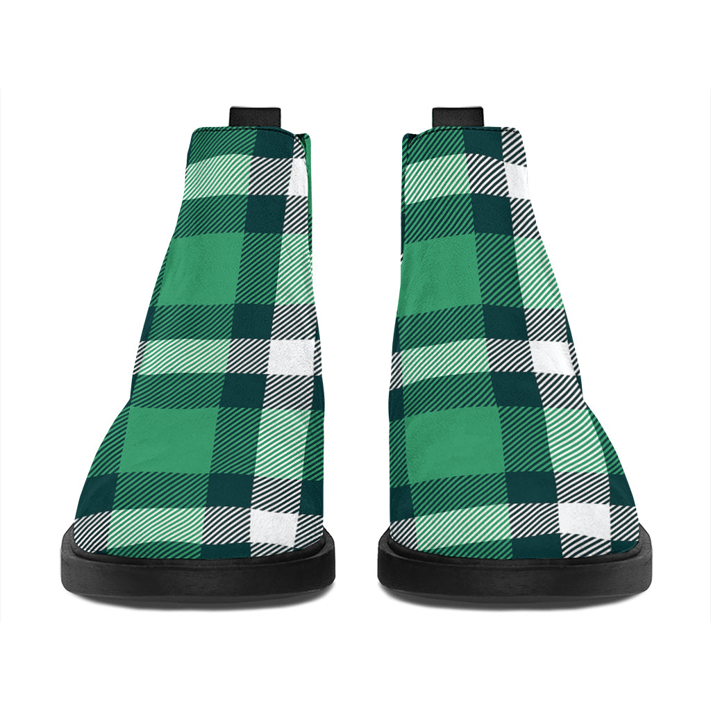 Irish St. Patrick's Day Plaid Print Flat Ankle Boots