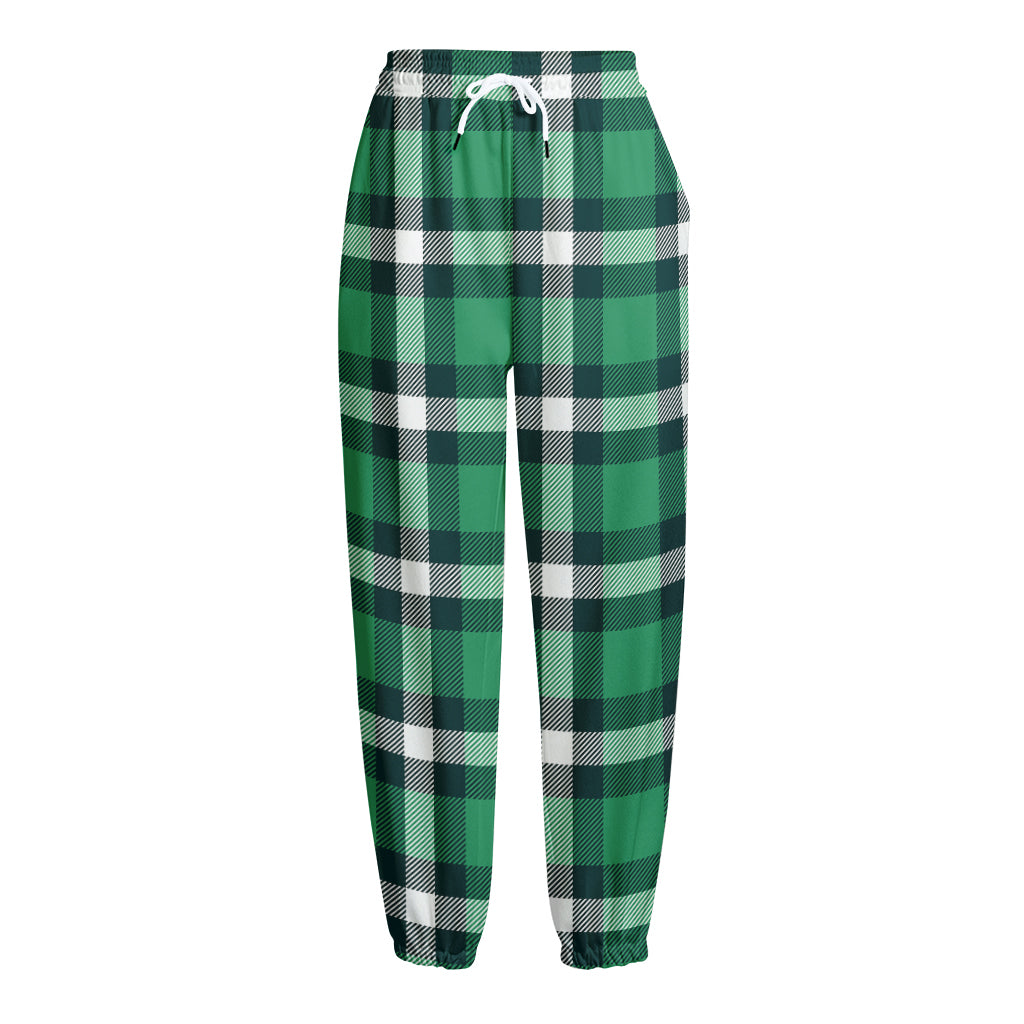 Irish St. Patrick's Day Plaid Print Fleece Lined Knit Pants