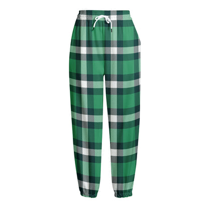Irish St. Patrick's Day Plaid Print Fleece Lined Knit Pants