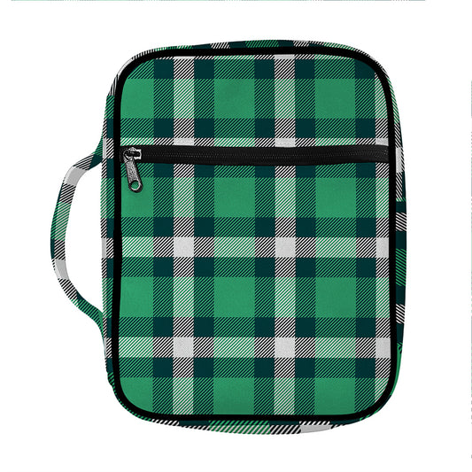 Irish St. Patrick's Day Plaid Print Front Pocket Bible Bag