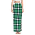 Irish St. Patrick's Day Plaid Print High Slit Maxi Skirt