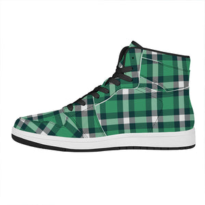 Irish St. Patrick's Day Plaid Print High Top Leather Sneakers