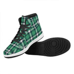 Irish St. Patrick's Day Plaid Print High Top Leather Sneakers