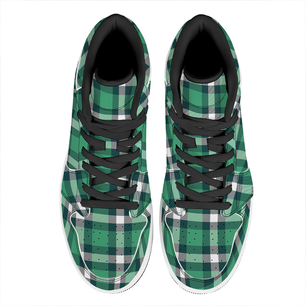 Irish St. Patrick's Day Plaid Print High Top Leather Sneakers