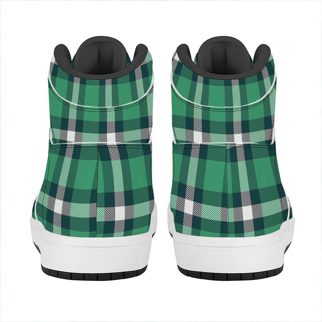 Irish St. Patrick's Day Plaid Print High Top Leather Sneakers