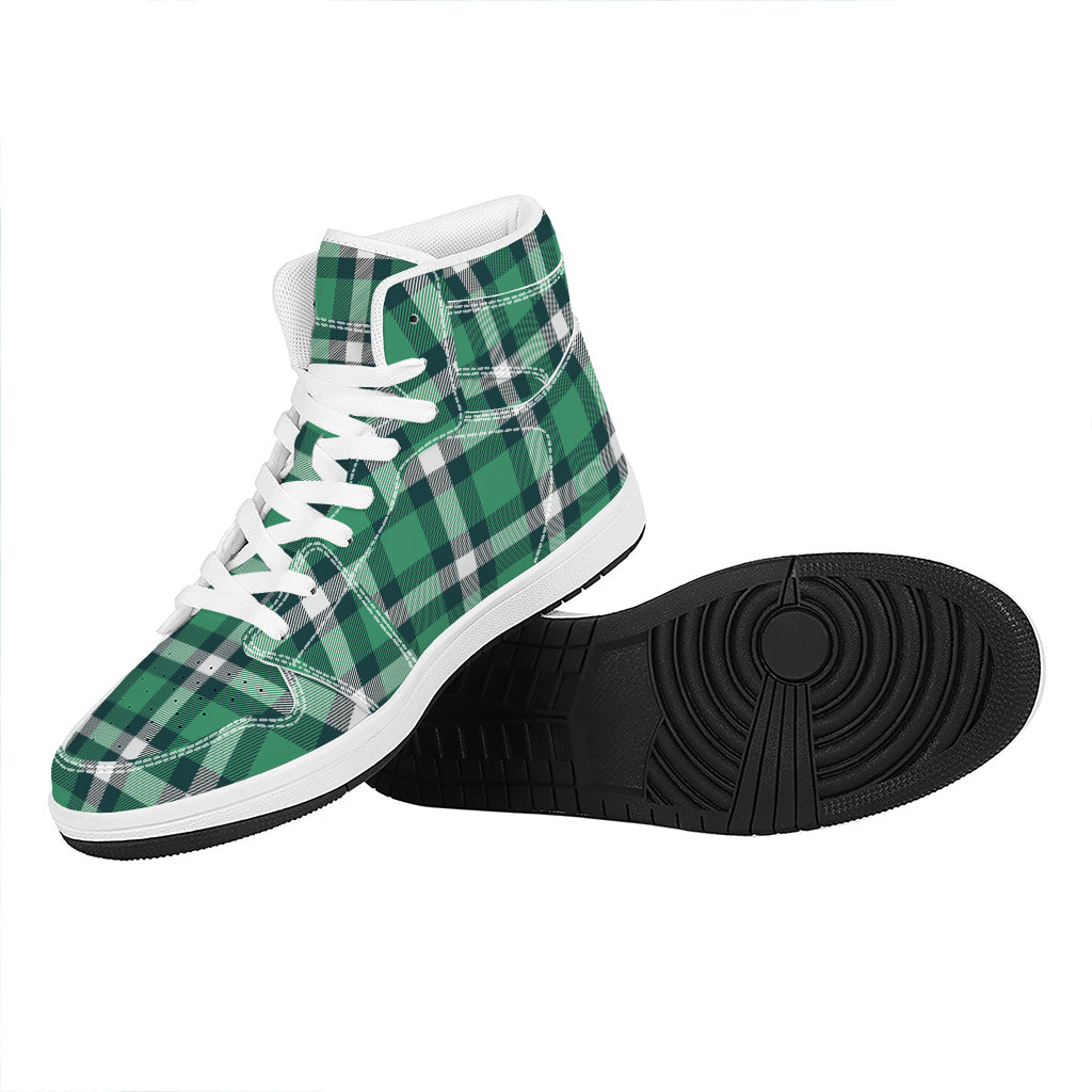 Irish St. Patrick's Day Plaid Print High Top Leather Sneakers