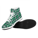 Irish St. Patrick's Day Plaid Print High Top Leather Sneakers