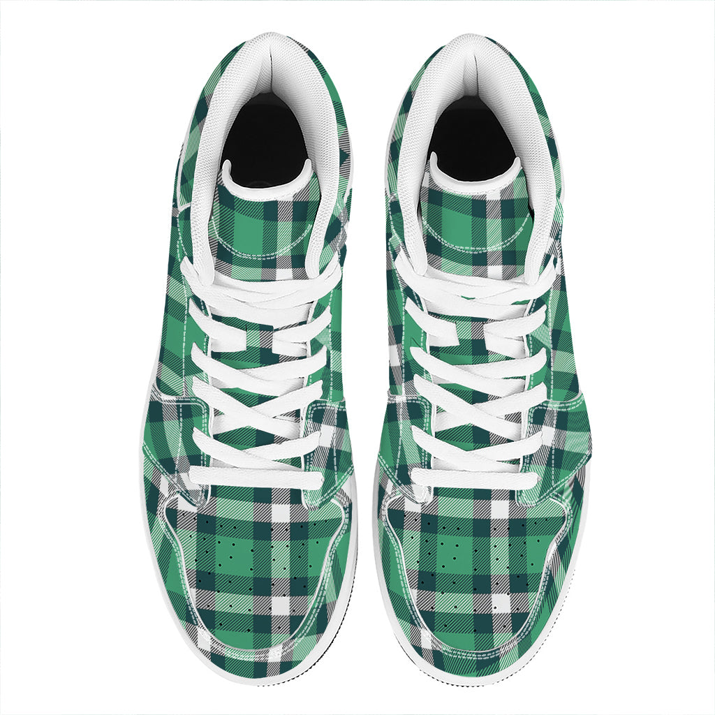 Irish St. Patrick's Day Plaid Print High Top Leather Sneakers