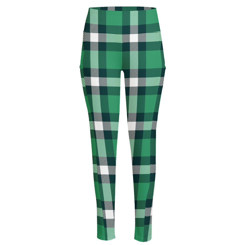 Irish St. Patrick's Day Plaid Print High-Waisted Pocket Leggings