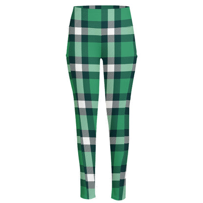 Irish St. Patrick's Day Plaid Print High-Waisted Pocket Leggings
