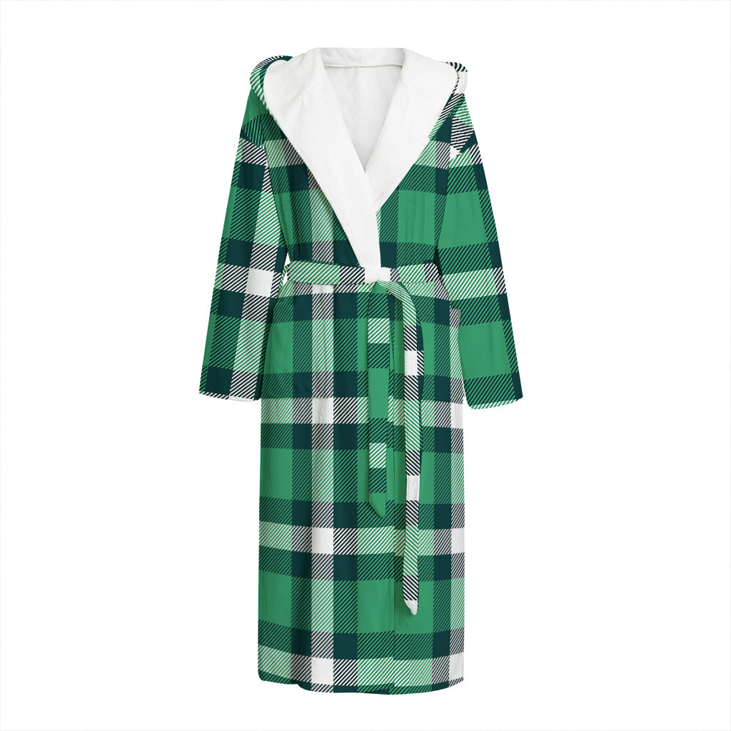 Irish St. Patrick's Day Plaid Print Hooded Bathrobe