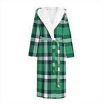 Irish St. Patrick's Day Plaid Print Hooded Bathrobe