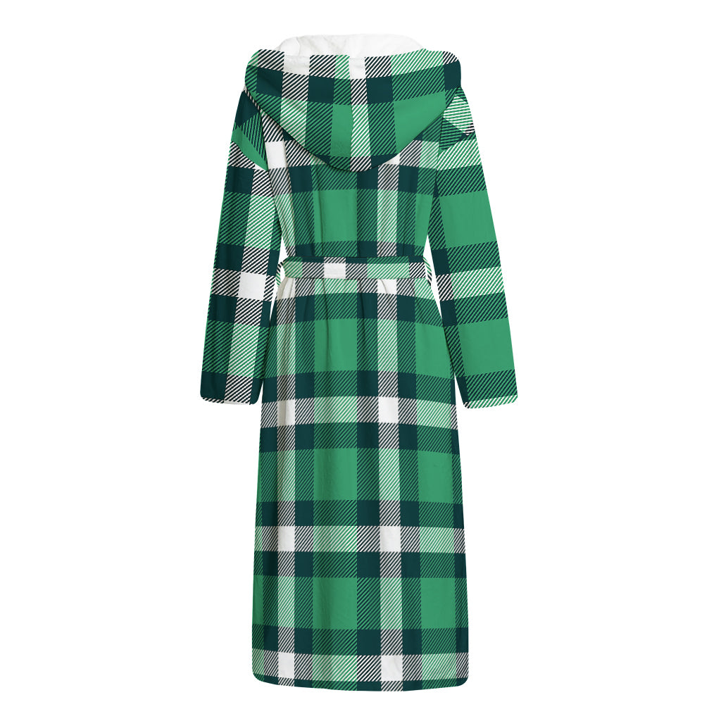 Irish St. Patrick's Day Plaid Print Hooded Bathrobe