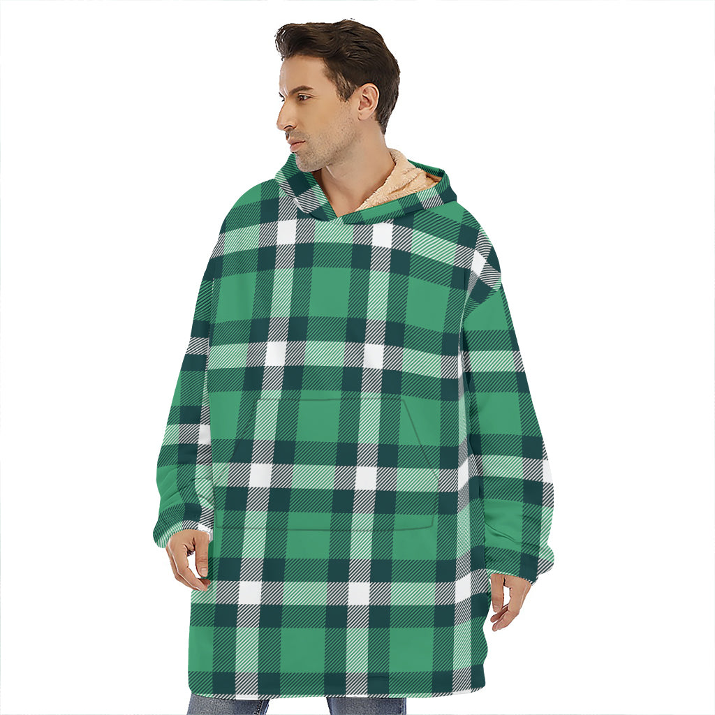 Irish St. Patrick's Day Plaid Print Hoodie Blanket