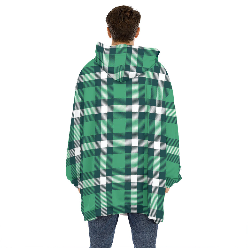 Irish St. Patrick's Day Plaid Print Hoodie Blanket
