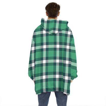 Irish St. Patrick's Day Plaid Print Hoodie Blanket