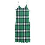 Irish St. Patrick's Day Plaid Print Jersey Midi Cami Dress