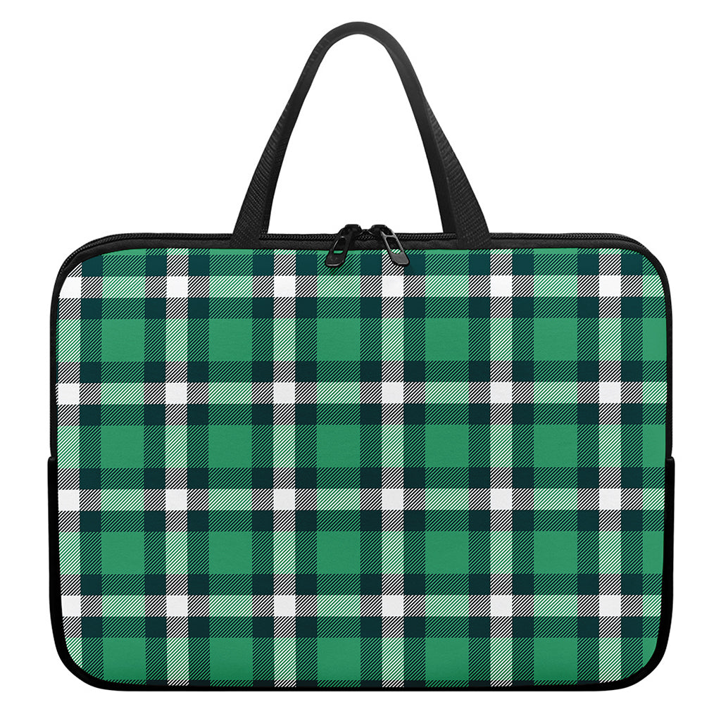 Irish St. Patrick's Day Plaid Print Laptop Sleeve With Handle