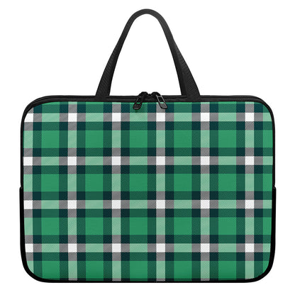 Irish St. Patrick's Day Plaid Print Laptop Sleeve With Handle