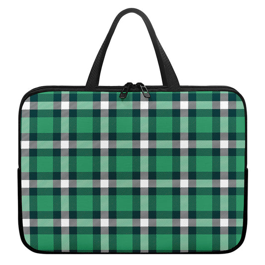 Irish St. Patrick's Day Plaid Print Laptop Sleeve With Handle