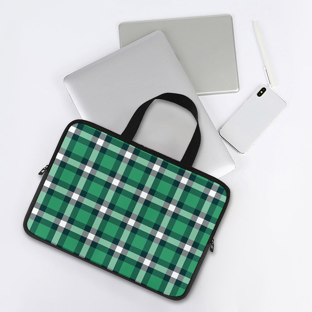 Irish St. Patrick's Day Plaid Print Laptop Sleeve With Handle