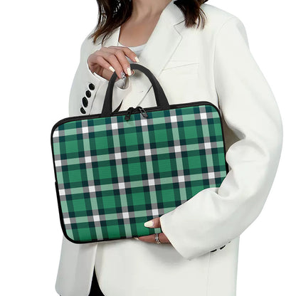Irish St. Patrick's Day Plaid Print Laptop Sleeve With Handle