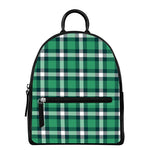 Irish St. Patrick's Day Plaid Print Leather Backpack